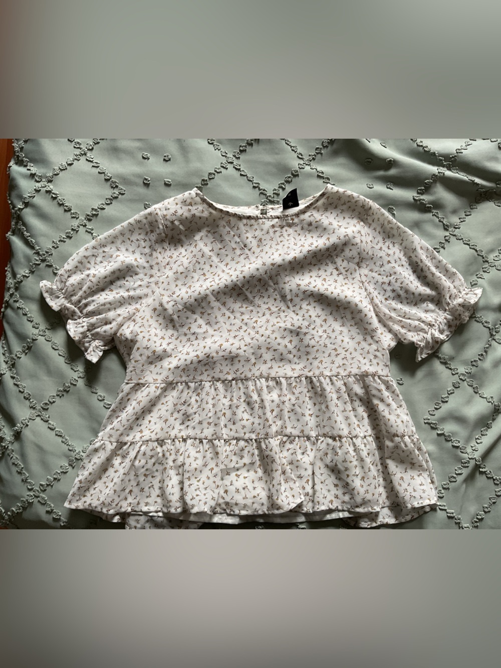 Paper Crane White Floral Peplum Blouse